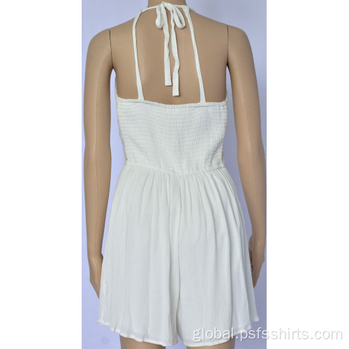 China Women Belted Jumpsuit with White Color Supplier